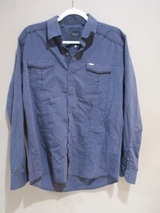 7 Diamonds Shirt Mens Large Blue 4 Way Stretch Textured Button Down Casual Top - Picture 1 of 6