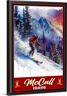 Póster impreso de viaje esquí McCall Idaho lienzo o enmarcado deporte de invierno Foto 1 de 4