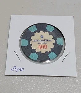 CONDADO PLAZA HOTEL SAN JUAN CANCELLATIO P.R. $100 CASINÒ POKER CHIP PORTO RICO - Foto 1 di 2