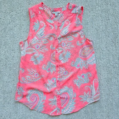 Блузка без рукавов American Eagle ярко-розовый цветочный пейсли богемное майка маленький S - Изображение 1 из 4
