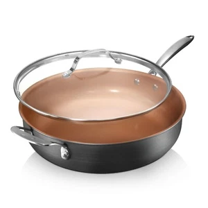 Gotham Steel 5,5 Quart Fornello Jumbo Antiaderente Multiuso con Coperchio in Vetro - Foto 1 di 7