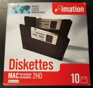 Imation black Diskettes 2HD MAC Formatted box of 10 never used sealed box 1.40mb - Picture 1 of 9