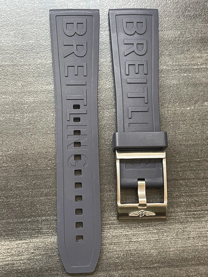 BREITLING OEM 24MM Diver Pro Navy Blue Rubber Strap  w/ OEM Tang Buckle - Image 1 of 3
