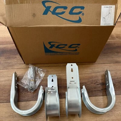 50 Pack 4" J Hook & Retainer Clip Wall Mount J-Hook J Hooks New in Box ICC Steel - Image 1 of 4