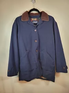 Vintage Lands End Damen marineblau Scheunenmantel Hausarbeit Jacke Medium 10-12 - Bild 1 von 19