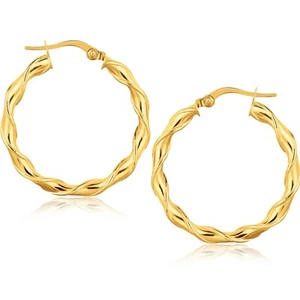 14k Yellow Gold 1.13in Women's Elegant Design Hoop Earrings - Picture 1 of 2