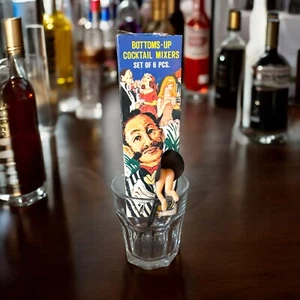 Bottoms Up Swizzle Sticks, Rare Mid-Century Vintage Man Cave: Made In Hong Kong, - Picture 1 of 6
