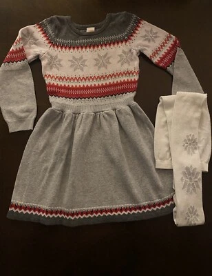 Usado en Excelente Condición Vestido Suéter Gris Navidad Fiesta Polo Norte Niña 7 Apretado M (7-8) Foto 1 de 4