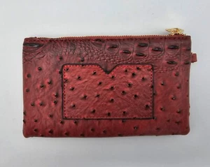 Vintage Red Faux Ostrich Clutch Bag 8" By 5" - Picture 1 of 3
