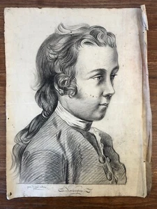 Dessin circa 1811 PORTRAIT D'ENFANT sur RIVES Filigrané NAPOLEON EMPEREUR ET ROI - Picture 1 of 10