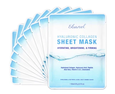 Ebanel 10 Pack Collagen Face Mask, Instant Brightening & Hydrating Face Masks - Image 1 of 4