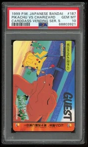 Pokemon Japanese Carddass 1999 187 Pikachu Vs Charizard Bandai PSA 10 68803921 - Picture 1 of 2
