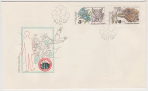 Czechoslovakia FDC 1983, Red Crossbill and Spruce Branch, Eurasian Lynx - Picture 1 of 1