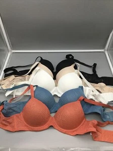 5er Pack Bügel & gepolsterte BHs (Farben Pink, Blau, Weiß, Creme & Schwarz) Größe B - Bild 1 von 4