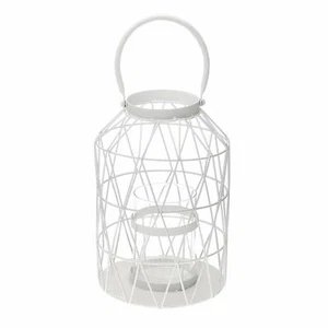 Versa 10850014 Supporto Candela Grande, Metallo, Bianco, 20 x 20 x 43 cm (8B) - Foto 1 di 2