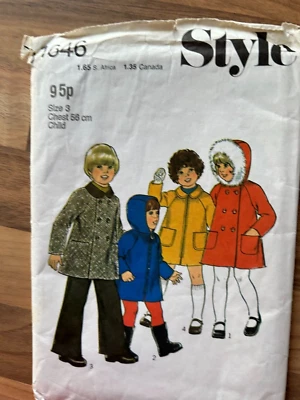 SENT TRACKED Style Vintage sewing Pattern 1646 WINTER COAT age 3 UNCUT - Image 1 of 2