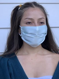 Washable 100% Mulberry Silk Grey Face Mask 2 layers Pleat Breathable fast ship - Picture 1 of 5