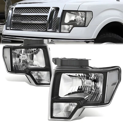 PAIR/2PCS Black Clear Headlight Headlamp Assembly For Ford F-150 F150 2009-2014 - Image 1 of 4