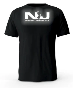 New Jersey NJ State Reflective Logo Black T-Shirt - Picture 1 of 3