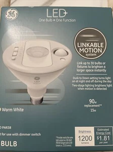 GE LED+ Linkable Flood Bulb, Warm White, 1200 Lumens, 15 Watt PAR38 - Picture 1 of 3