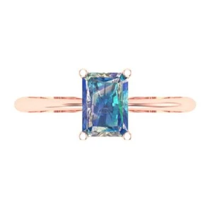 1Ct Radiant Cut Blue Moissanite Solitaire Women's Engagement Ring, 14K Rose Gold - Picture 1 of 11
