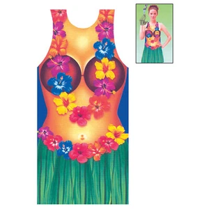 Fun Luau Party Hula Girl Skirt & Coconut Bra Vinyl Apron, One-Size 31" L - Picture 1 of 5