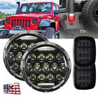 4pcs For 97-06 Jeep Wrangler LED Headlights High Lo Beam+Smoke Tail Lights Kit