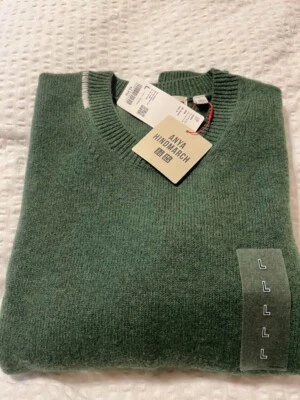 UNIQLO ANYA HINDMARCH Premium Lamb Crew Neck Sweater Green Japan Size L (US M)