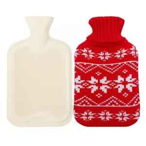 2L Hot Water Bottle with Knitted Cover Rubber Warmer Water Bag for Pain Relief - Picture 1 of 16
