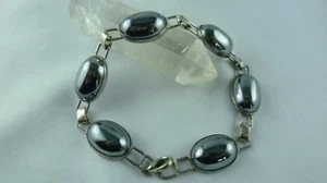 Pulsera con cabujones probablemente hematita plata de ley 925 - Imagen 1 de 5