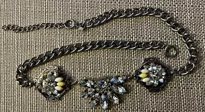 Juicy Couture Silver Tone Rhinestone Statement Necklace - Picture 1 of 6