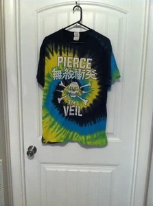 T-shirt Pierce the Veil adulto grande tie dye manica corta Gildan teschio ossa incrociate - Foto 1 di 5