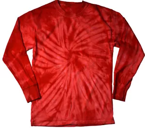 Kids Tie Dye Long Sleeve Shirt Spider Red Swirl T-Shirt - Picture 1 of 1