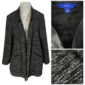 APT 9 Blazer Womens XL Gray Jacket Oversized Space Dye Knit Work Office Basic - Picture 1 of 15