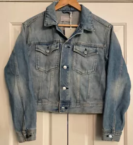 NWT Everlane Shrunken Denim Jacket Jean Blue Stonewashed Cotton Cropped Womens L - Picture 1 of 10