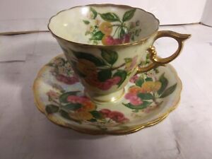 Vtg  Tea Cup & Saucer Made In Occupied Japan Ucagco Bone China August cherry