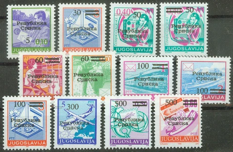 Republika Srpska - Bosnia & Herzegovina 1992, First Issue Ovpts. Mi.# 1-11, MNH Cover
