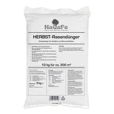 1 x 10 kg HaGaFe Herbstrasendünger, Herbst - Rasendünger, Kaliumdünger, Dünger