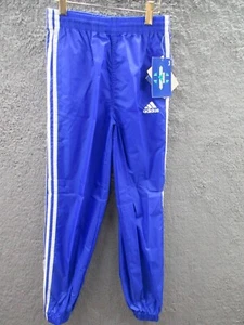 NWT Rare 90s Adidas TEAM Vintage Nylon Blue Track Pants Youth Medium - Picture 1 of 14