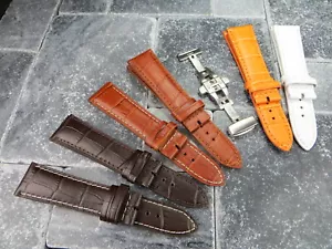 Juego de correa de reloj con hebilla plegable cepillo de cuero de grano de 21 mm LONGINES marrón - Imagen 1 de 38