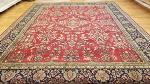 8 x 10 Stunning Beautiful fine Quality Indo Sarouk Hand Knotted Wool Rug - Picture 1 of 12