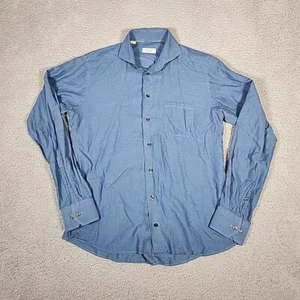 Camicia Eton uomo L 41 blu slim 100% cotone con bottoni casual - Foto 1 di 10