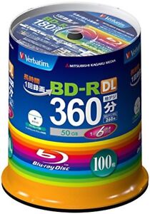 Verbatim Bluray Disc 50GB Dual Layer BD-R 6X Speed Spindle 100
