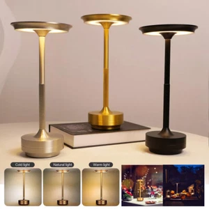 Premium LED Tischlampe Kabellos Gold Akku Dimmbar USB Aufladbar Tischleuchte DE - Bild 1 von 26