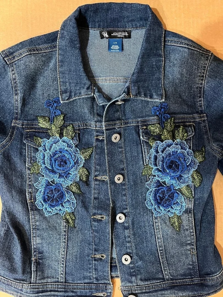 NWOT Girls Arizona Jean Jkt. With Flower Patches/Appliques, Size 14 - Image 1 of 1