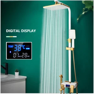 10" Shower Head 4-Ways Digital Mixer Handheld Shower Faucet Wall Mount Tap Set - Picture 1 of 12