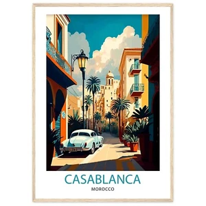 Póster de viaje de Casablanca Marruecos con impresión de viaje Casablanca arte de pared Marruecos - Imagen 1 de 7