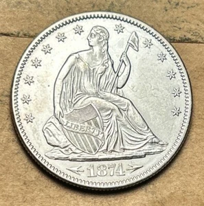 Medio dólar libertad sentada 1874 UNC/BU/MS detalles - Imagen 1 de 2