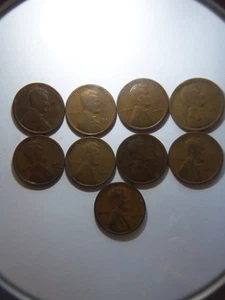 9 CENTAVOS DE TRIGO 1920-1929 JUEGO COMPLETO DE P-MINTS EXCEPTO EL 1922-P - Imagen 1 de 10