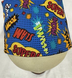 Men/Women Surgical Scrub Cap Lined Comic Words Large Words Very Cool 100% Blue - Picture 1 of 4